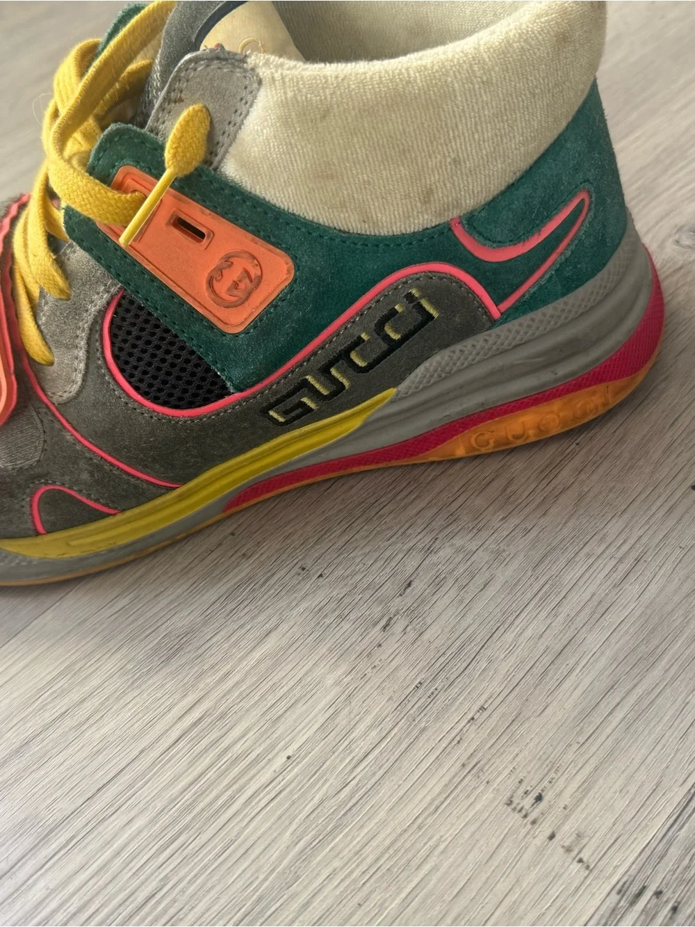 Gucci Kids Multi-Color Sneakers with Yellow Laces